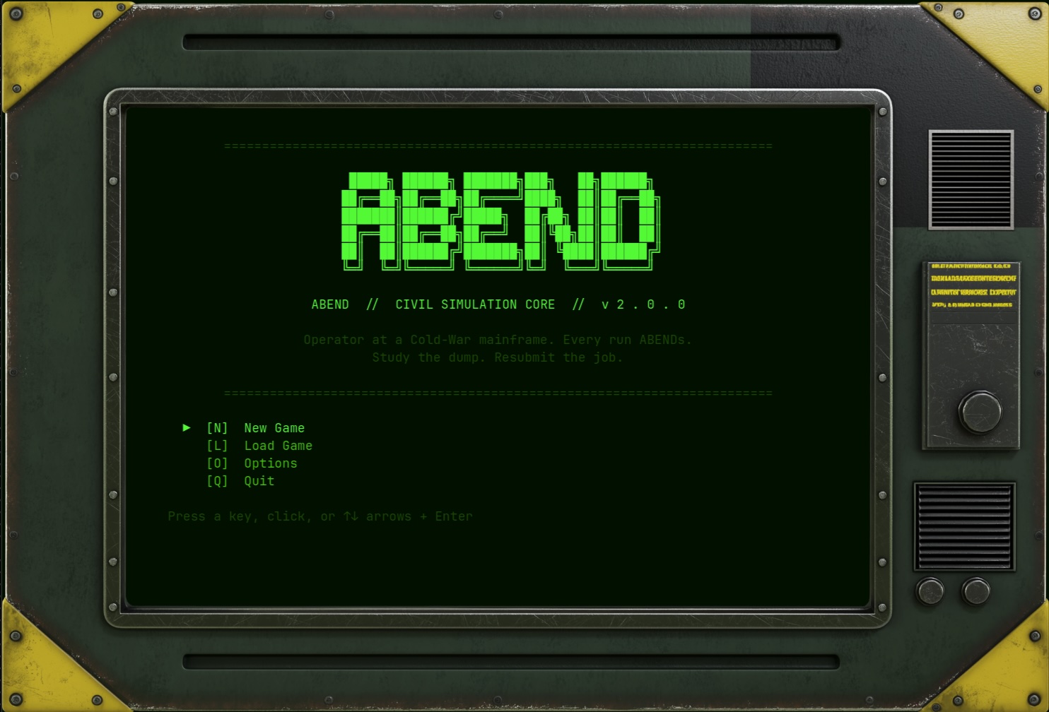 ABEND -- title screen