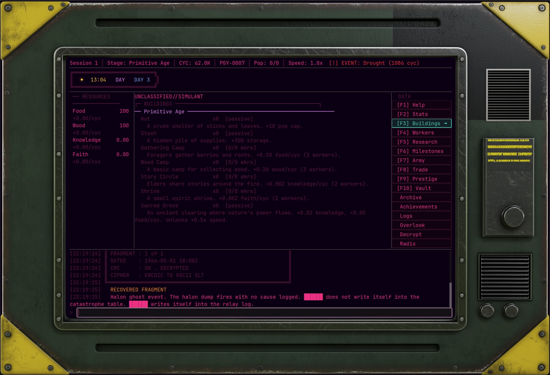 ABEND -- gameplay, Primitive Age